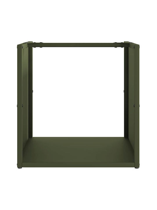 vidaXL Дърво Рафт Съхранение на Дърва 40x40x40см Зелен