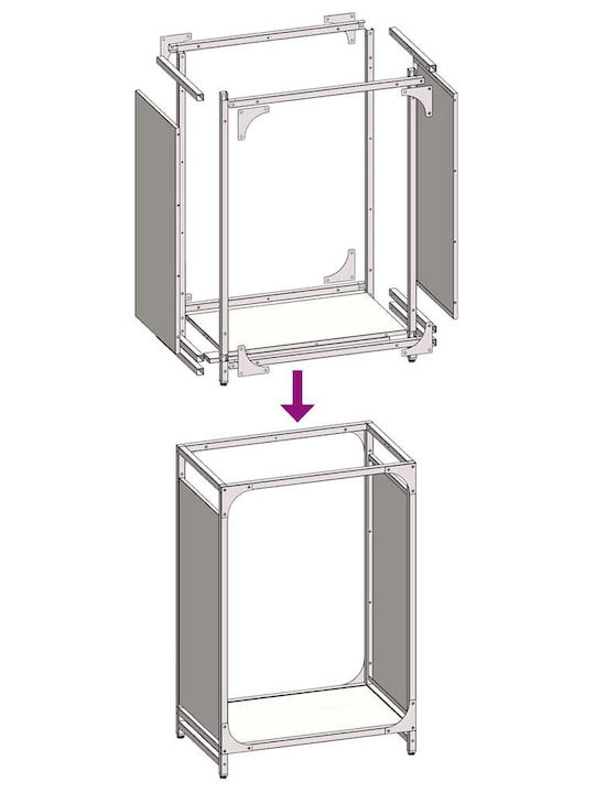 vidaXL Дърво Рафт Съхранение на Дърва 44x28x65см Сив