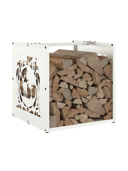 vidaXL Ξύλινο Ράφι Αποθήκευσης Ξύλων 40x40x40cm Λευκό