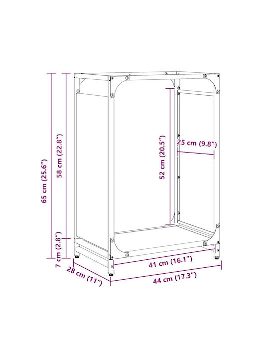 vidaXL Дърво Рафт Съхранение на Дърва 44x28x65см Сив