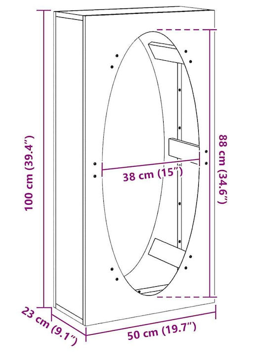 vidaXL Inox Ράφι Αποθήκευσης Ξύλων 50x23x100cm Ασημί