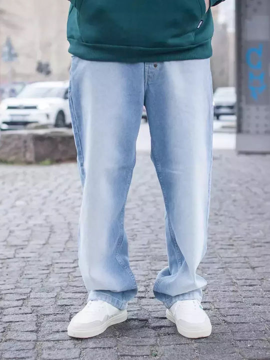 Ανδρικό Παντελόνι Τζιν με Relaxed Baggy Εφαρμογή White Wash, Light Blue