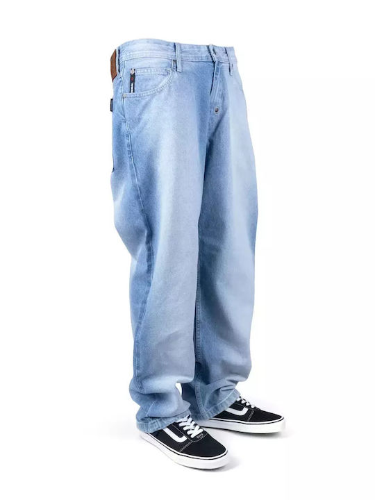 Ανδρικό Παντελόνι Τζιν με Relaxed Baggy Εφαρμογή White Wash, Light Blue