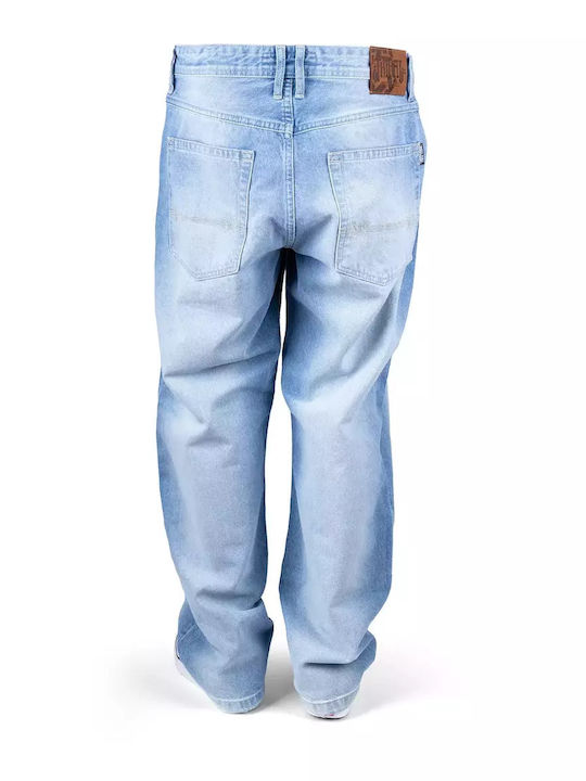 Ανδρικό Παντελόνι Τζιν με Relaxed Baggy Εφαρμογή White Wash, Light Blue
