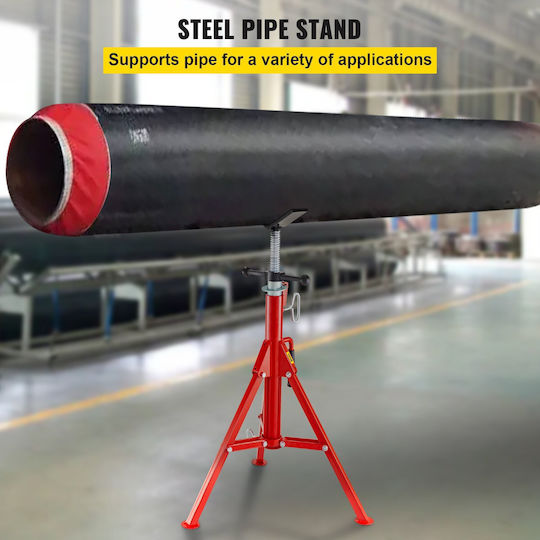Vevor V Head Pipe Stand Ρυθμιζόμενο Ύψος 28-52 Ίντσες 4500lbs/2 Tons Pipe Jack Stand Πτυσσόμενο Φορητό Ψηλό Αναδιπλούμενο Σταντ Σωλήνων V Head Fold A Γρύλοι Τρέιλερ