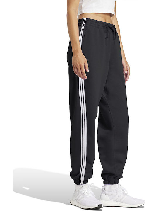 Essentials 3-Stripes French Terry Cuffed Παντελόνι Φόρμας Μαυρο