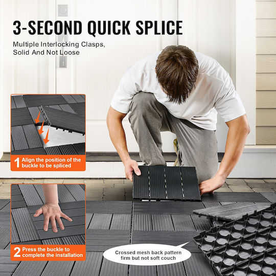 Vevor Interlocking Deck Tiles 54 Pack 12"x12" Plastic Orch Dark Grey