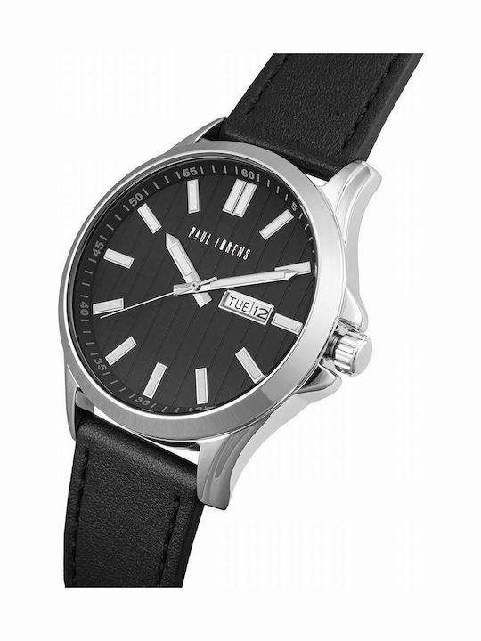 Paul Lorens Γυναικείο Ρολόι 44mm Μπαταρίας με Μαύρο Δερμάτινο Λουράκι