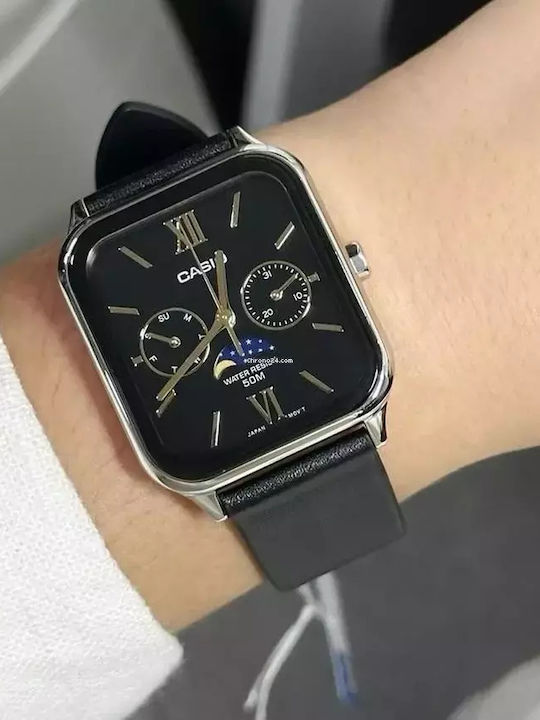 Casio Men's Watch 34mm Battery with Black Leather Strap