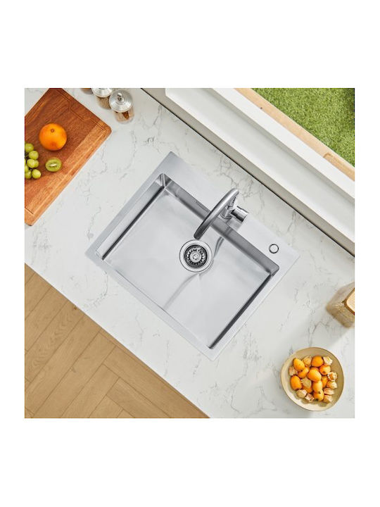 Vevor Επικαθήμενος Νεροχύτης Inox Μ65xΠ42cm Ασημί