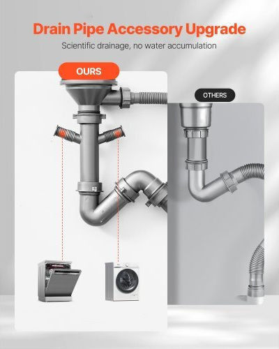 Vevor Υποκαθήμενος Νεροχύτης Inox Μ76xΠ43cm Ασημί
