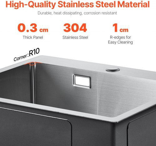 Vevor Gefäß Spüle Inox B65xT42cm Silber