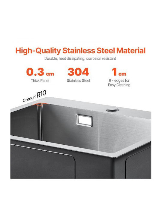 Vevor Drop-In Sink Inox W45xD40cm Silver