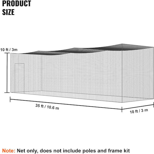 Vevor Baseball Net Professional Training Net Baseball Softball Practice Portable Batting Cage Net with Door & Heavy Duty Carrying Bag Closed PE Net 35 Ft Single Net