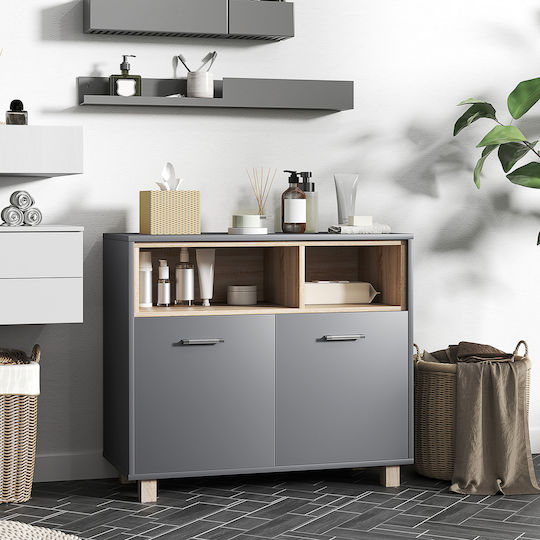 HomCom Furniture Bathroom Cabinet L80xW35xH70cm Natural
