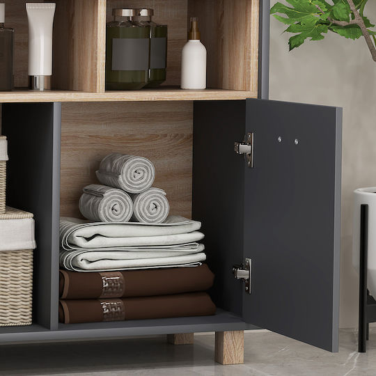 HomCom Furniture Bathroom Cabinet L80xW35xH70cm Natural