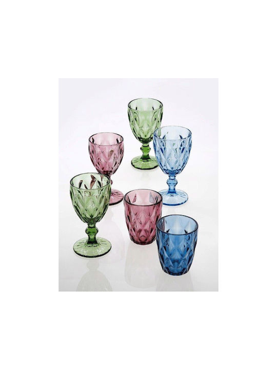 Cryspo Trio Kare Set of Glasses for White and Red Wine made of Glass in Purple Color Stemmed 220ml 52.702.54 6pcs