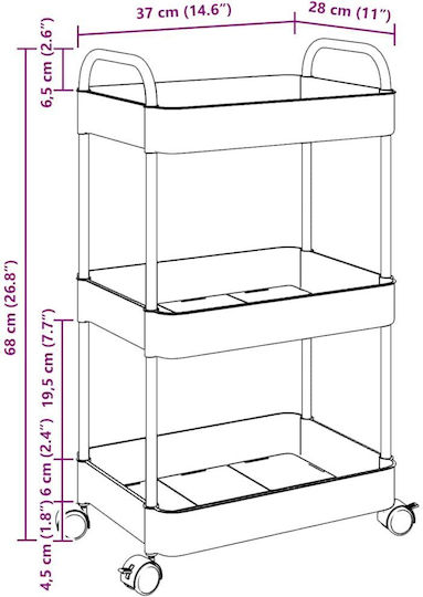 vidaXL Commercial Kitchen Food Cart for Dish Baskets H68xW37xD28cm