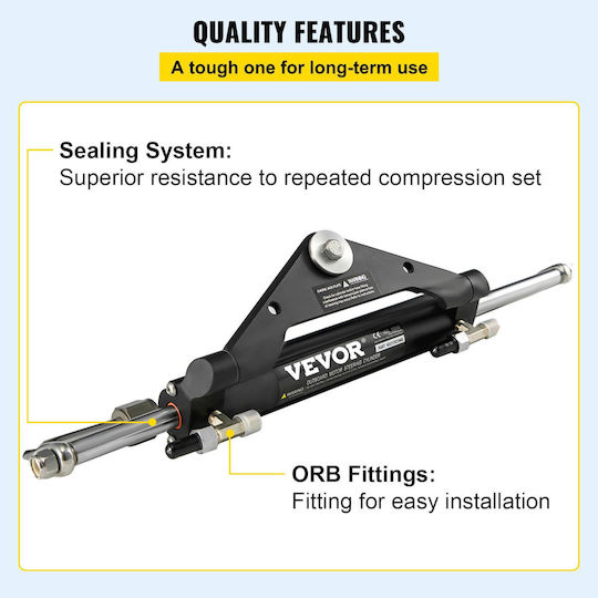 Vevor Hydraulic Steering Cylinder Hc4645h Hydraulic Outboard Base Steering Cylinder for Boats Up to 150 Horsepower