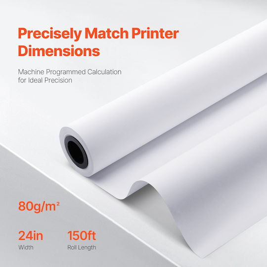 Vevor Χαρτί Ρολό 609.6mm x 45.72m 80gr/m²