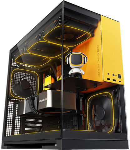 Geometric Future Model 5 with fans Gaming Middle Tower Carcasă Calculator cu Fereastră Laterală Galben