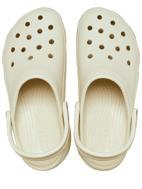 Crocs Classic Platform Clog Γυναικεία Σαμπό Μπεζ