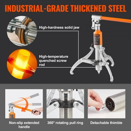 Vevor Hydraulic Gear Puller 5 Ton Max Capacity Wheel Bearing Pulling Separator 2 or 3 Jaws Puller Vertical Horizontal 8" Hydraulic Jaw Puller Hub Extraction Case