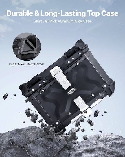 Vevor Motorrad-Topcase Aluminium 45lt Schwarze