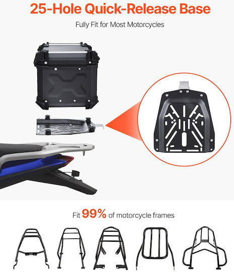 Vevor Motorrad-Topcase Aluminium 55lt Schwarze