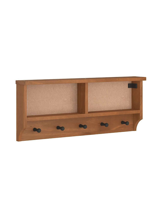 vidaXL Κρεμάστρα Τοίχου Ξύλινη 5 Θέσεων Καφέ 87x35x12cm