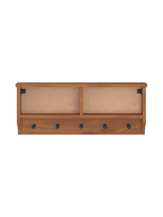 vidaXL Κρεμάστρα Τοίχου Ξύλινη 5 Θέσεων Καφέ 87x35x12cm