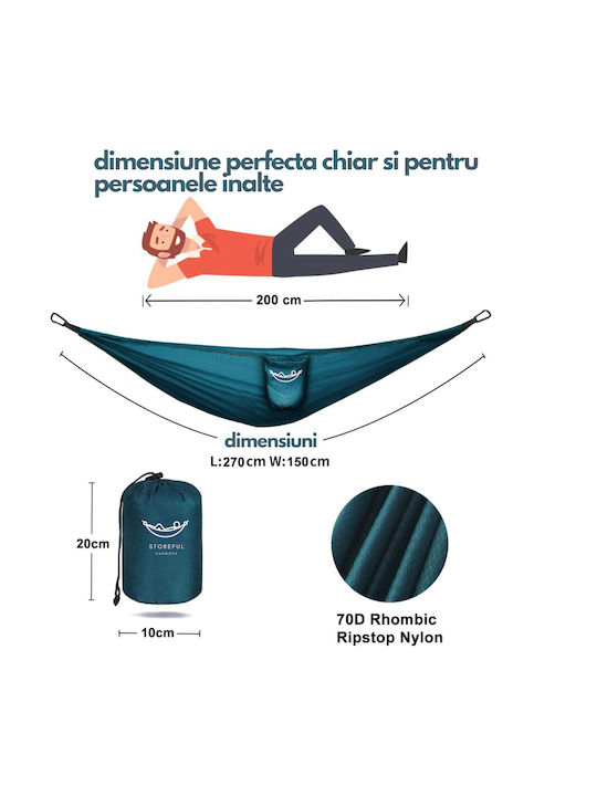 Parachute Double Hammock Blue 270x150cm