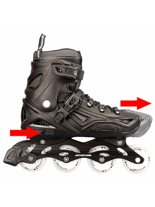 Action One Adult Adjustable Inline Roller All Black Size L 41-44