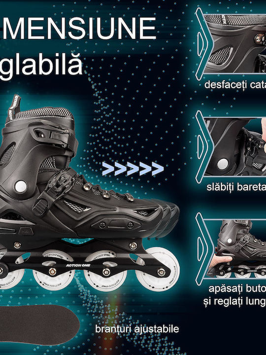 Action One Adult Adjustable Inline Roller All Black Size L 41-44