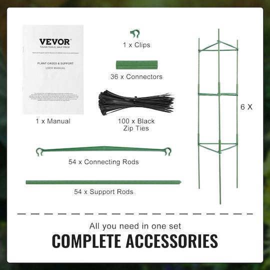 Vevor 6 Packs Κλουβιά Ντομάτας Κήπο 48" Κλουβί Στήριξης Φυτών Ντομάτας