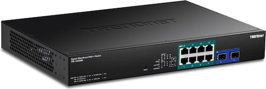 Trendnet TPE-1020SB v1 Unmanaged L2 PoE++ Switch με 8 Θύρες Gigabit (1Gbps) Ethernet και 2 SFP Θύρες