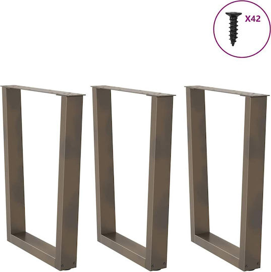 vidaXL Metallic Furniture Leg 3 Pieces Suitable for Table / Coffee Table / Office 70x72cm Brown