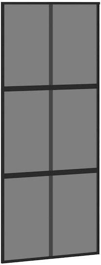 Vidaxl Συρόμενη Πόρτα Σετ Υλικού Μαύρο 90x205 Cm Γυαλί Μετριασμένο Μαύρο