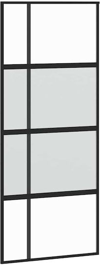 Vidaxl Sliding Door Hardware Set Black 90x205 Cm Tempered Glass Black