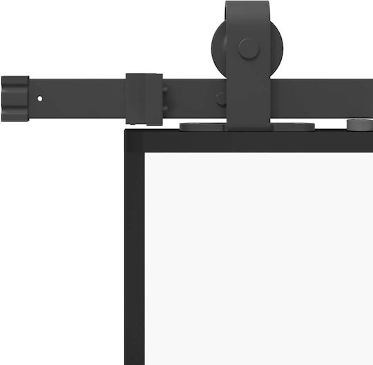 Vidaxl Sliding Door Hardware Set Black 76x205 Cm Tempered Glass Black