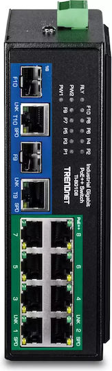 Trendnet TI-BG108 Unverwaltet L2 PoE++ Switch mit 8 Ports Gigabit (1Gbps) Ethernet und 2 SFP Ports