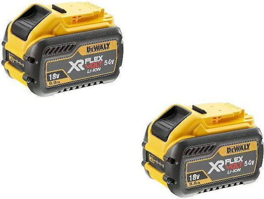 DEWALT Set 2 Werkzeugbatterien 18V mit Kapazität 9Ah