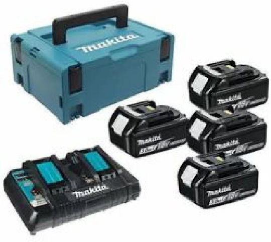 Makita Set 4 Werkzeugbatterien 18V Kapazität 3Ah mit Ladegerät