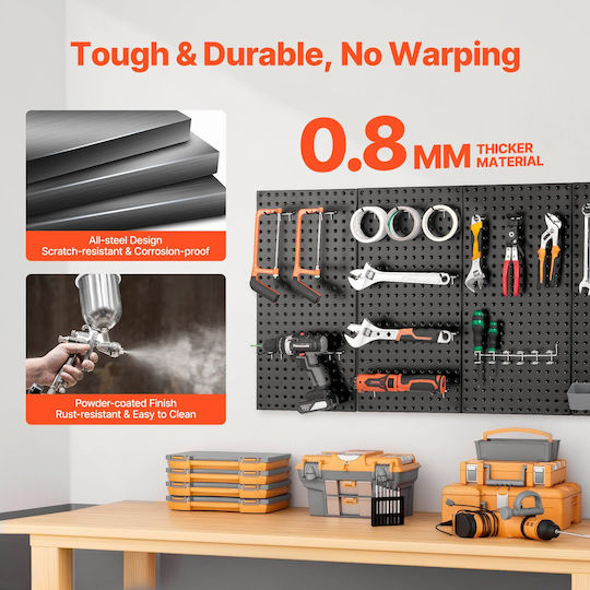 Vevor Metal Pegboard Panels 4 Pieces 24" X 12" Wall Organizer Garage Tool