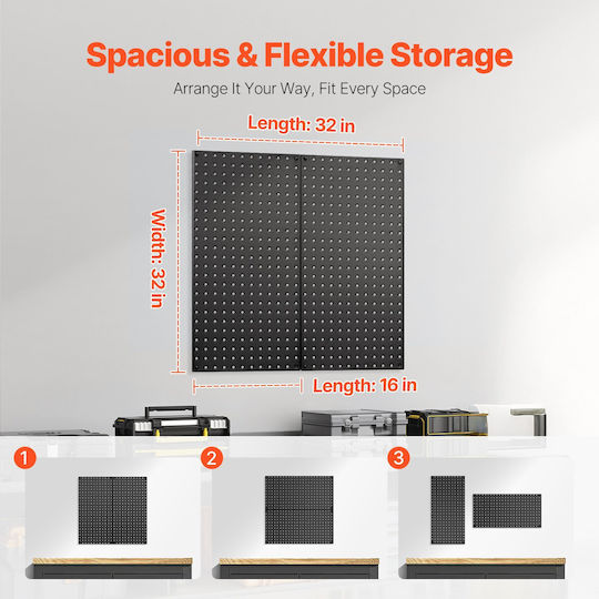 Panouri Metalice Vevor pentru Pegboard 2 Panouri 32" X 16" Organizator de Perete pentru Unelte de Garaj
