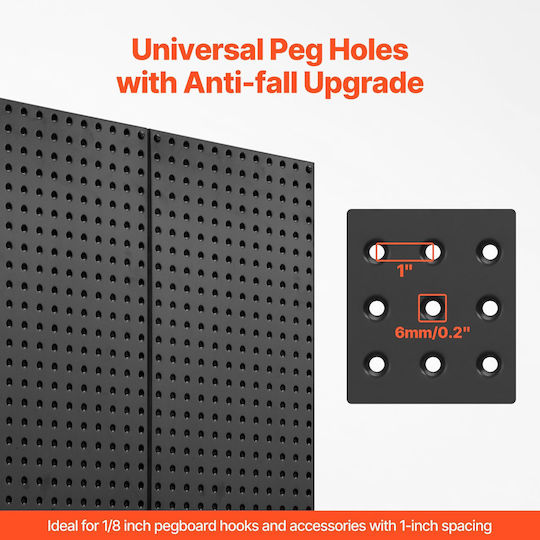 Panouri Metalice Vevor Pegboard 3 Panouri 24" X 12" Organizator de Perete pentru Unelte de Garaj