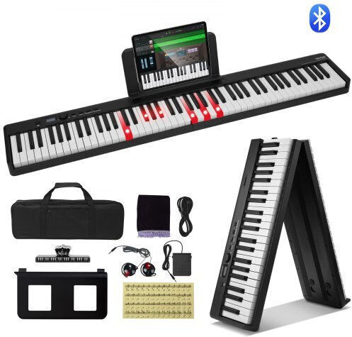 Vevor Electric Stage Piano ZDSMGQ88JHSWE2MGMV9 Set with 88 Weighted Keys Built-in Speakers and Connection with Headphones Black