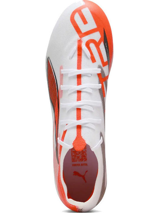 PUMA Ultra 5 Match Ποδοσφαιρικά Παπούτσια με Τάπες FG/AG Λευκά
