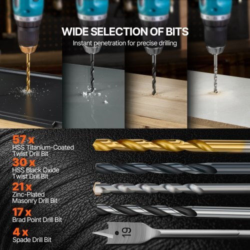 Vevor Set of 246 Drills HSS with Hexagonal Shank for Metal και Wood