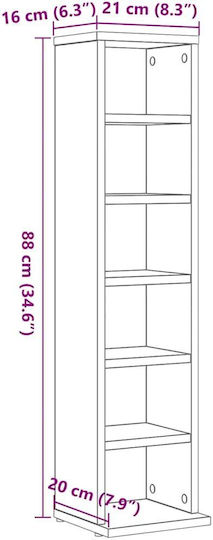 Black Bookcase 21x20x88cm